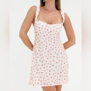 Rumored Loverboy Baby Pink Floral Mini Dress Open Back